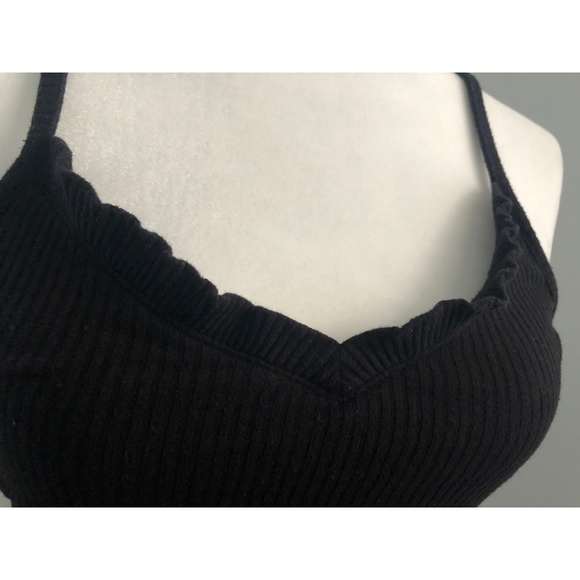 Black Fitted Mini Ruffle Top - Picture 6 of 6